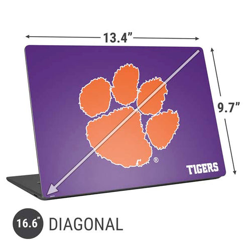 Clemson University Tiger Print Purple Universal Laptop 16.6in (13.4 x 9.7in) Skin